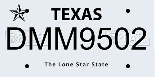 DMM9502 Texas License Plate