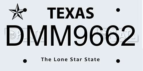 DMM9662 Texas License Plate