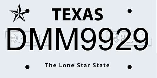 DMM9929 Texas License Plate