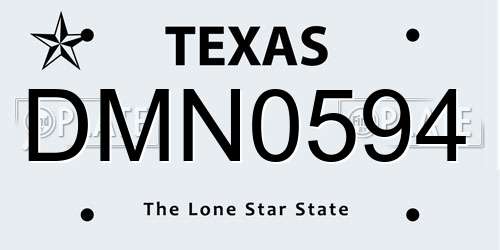 DMN0594 Texas License Plate