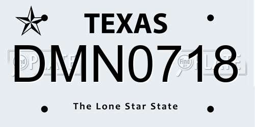 DMN0718 Texas License Plate