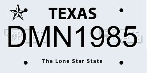 DMN1985 Texas License Plate