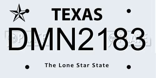 DMN2183 Texas License Plate