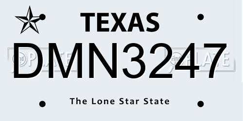 DMN3247 Texas License Plate
