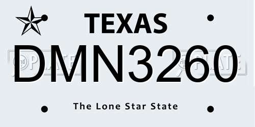 DMN3260 Texas License Plate