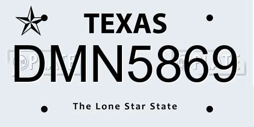 DMN5869 Texas License Plate
