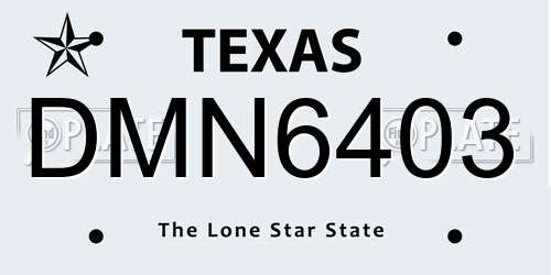 DMN6403 Texas License Plate
