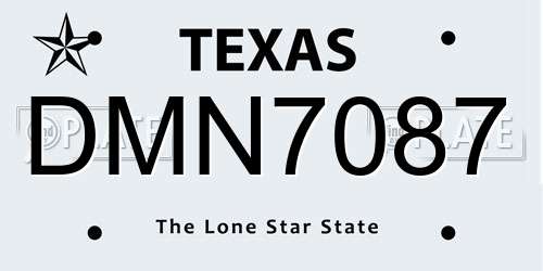 DMN7087 Texas License Plate