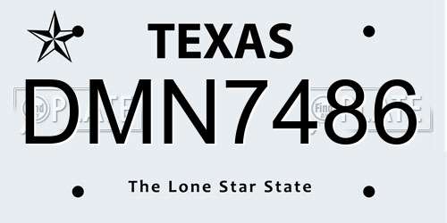 DMN7486 Texas License Plate