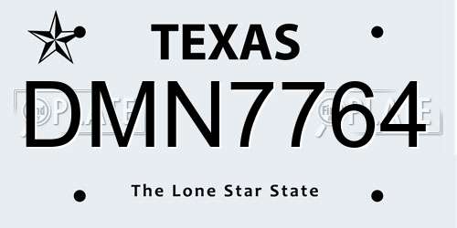 DMN7764 Texas License Plate
