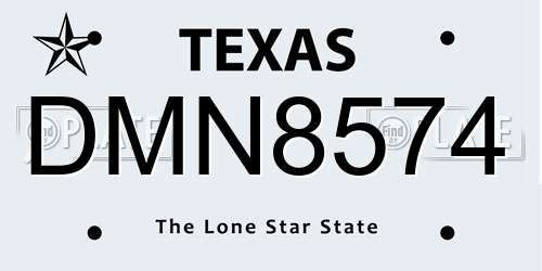 DMN8574 Texas License Plate