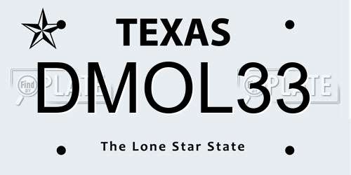 DMOL33 Texas License Plate