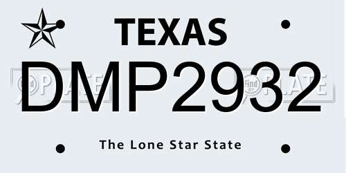 DMP2932 Texas License Plate