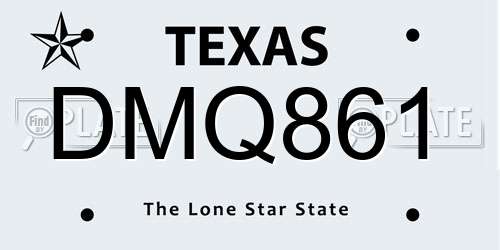 DMQ861 Texas License Plate