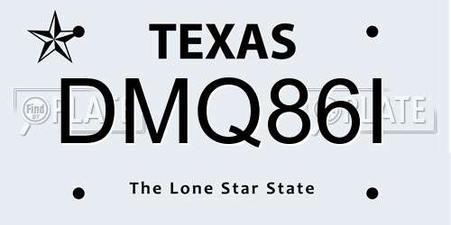 DMQ86I Texas License Plate