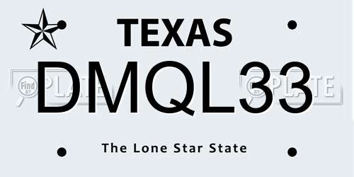 DMQL33 Texas License Plate