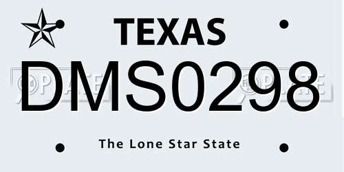 DMS0298 Texas License Plate