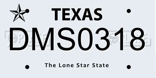 DMS0318 Texas License Plate