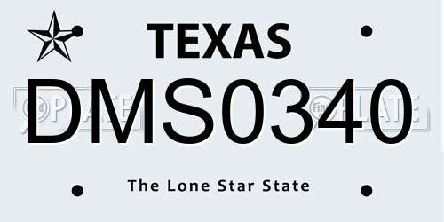 DMS0340 Texas License Plate