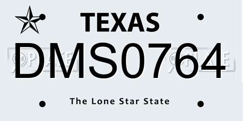 DMS0764 Texas License Plate