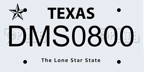 DMS0800 Texas License Plate