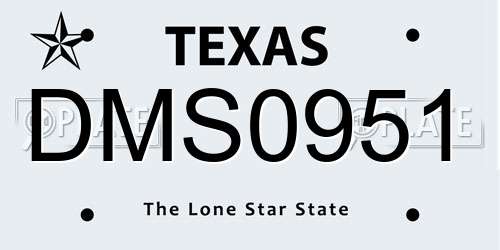 DMS0951 Texas License Plate