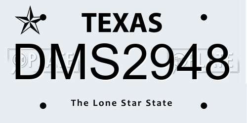 DMS2948 Texas License Plate