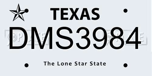 DMS3984 Texas License Plate