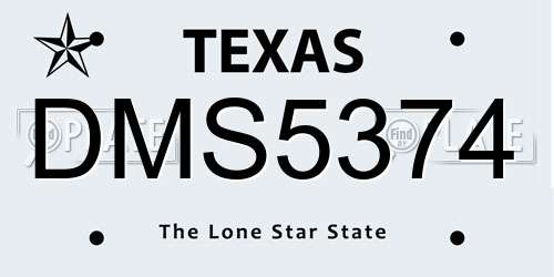 DMS5374 Texas License Plate