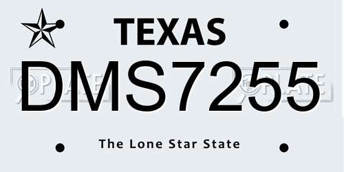 DMS7255 Texas License Plate