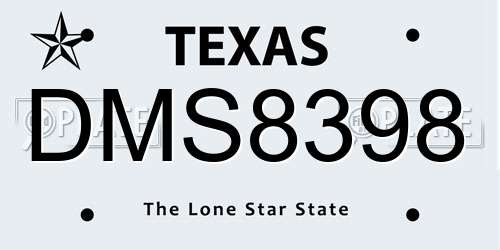 DMS8398 Texas License Plate