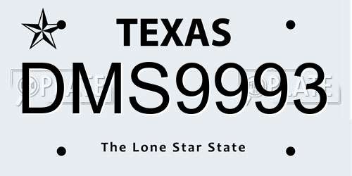 DMS9993 Texas License Plate