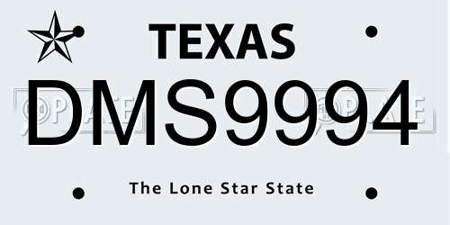 DMS9994 Texas License Plate