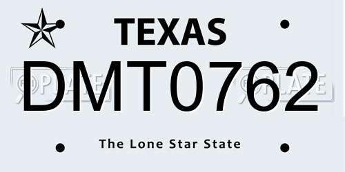 DMT0762 Texas License Plate