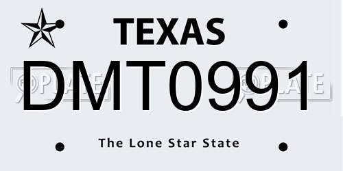 DMT0991 Texas License Plate