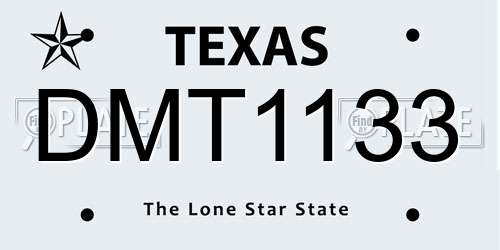 DMT1133 Texas License Plate