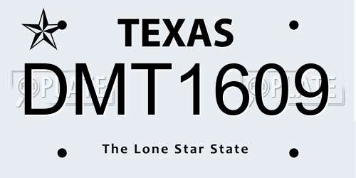 DMT1609 Texas License Plate