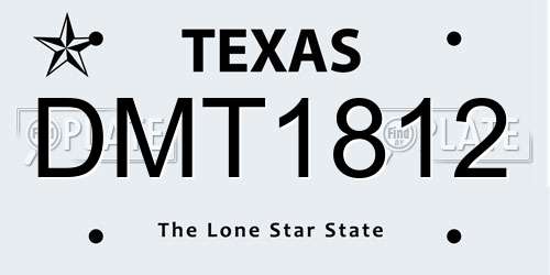 DMT1812 Texas License Plate