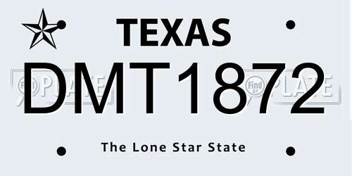 DMT1872 Texas License Plate