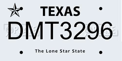DMT3296 Texas License Plate