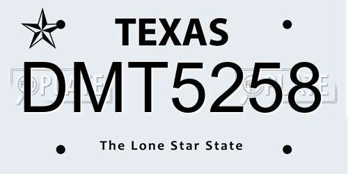 DMT5258 Texas License Plate