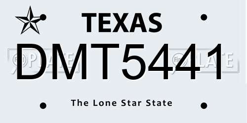 DMT5441 Texas License Plate