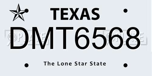 DMT6568 Texas License Plate