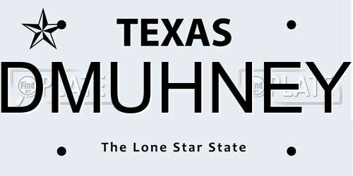DMUHNEY Texas License Plate