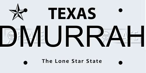 DMURRAH Texas License Plate