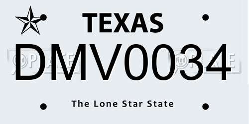 DMV0034 Texas License Plate