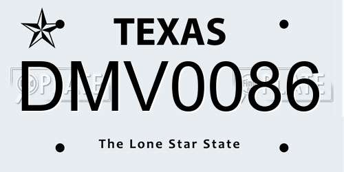 DMV0086 Texas License Plate