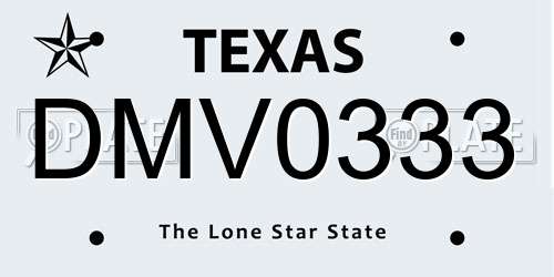 DMV0333 Texas License Plate