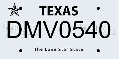 DMV0540 Texas License Plate