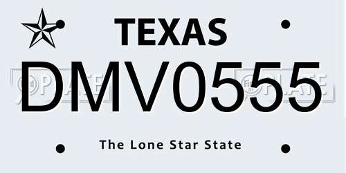 DMV0555 Texas License Plate